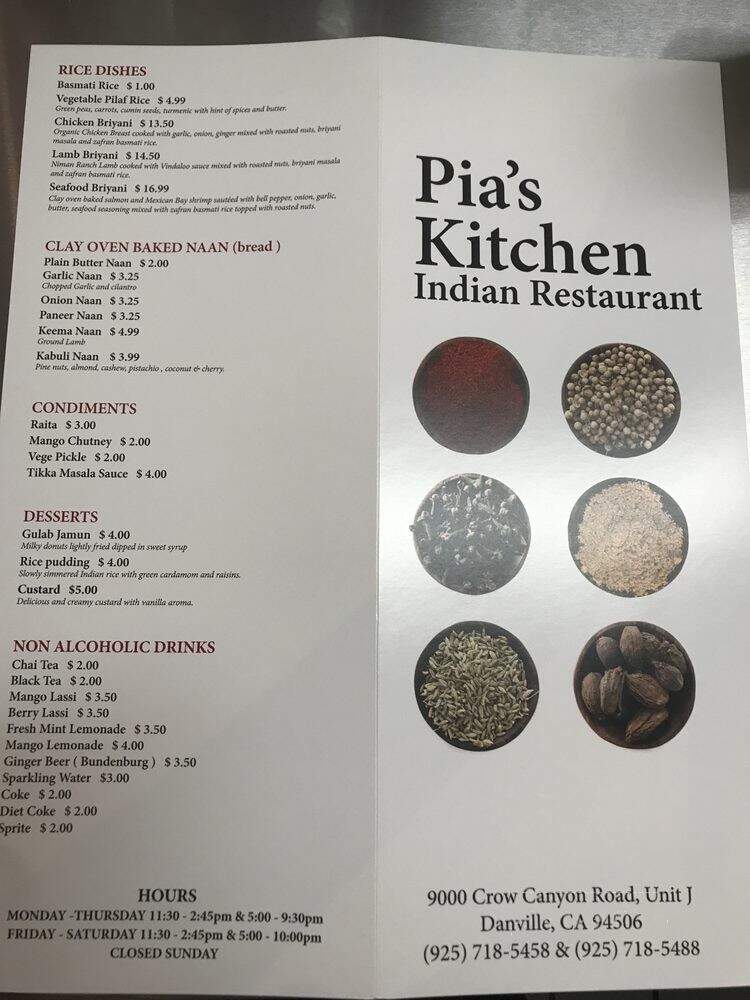Pia's Kitchen Indian Cuisine - Danville, CA