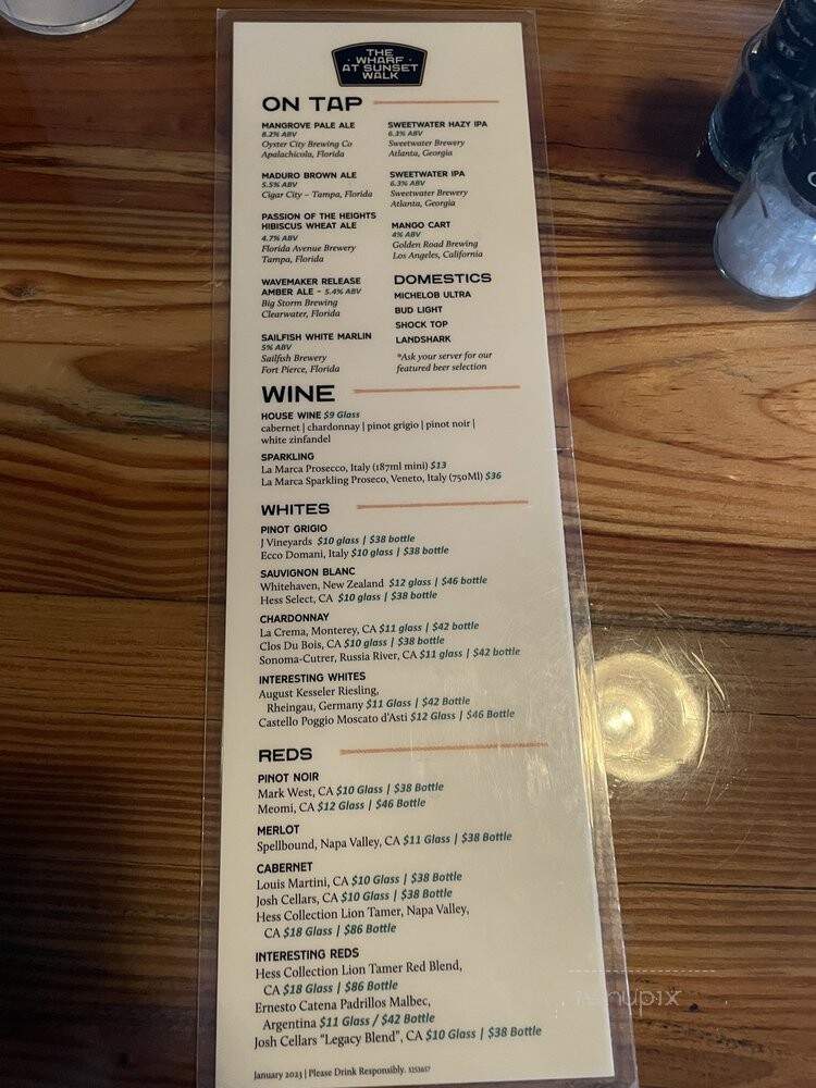 The Wharf at Sunset Walk - Kissimmee, FL menu_pic