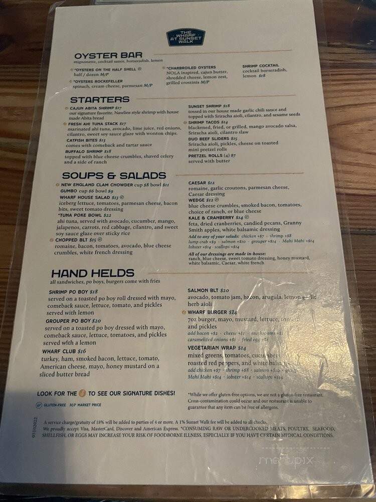 The Wharf at Sunset Walk - Kissimmee, FL menu_pic