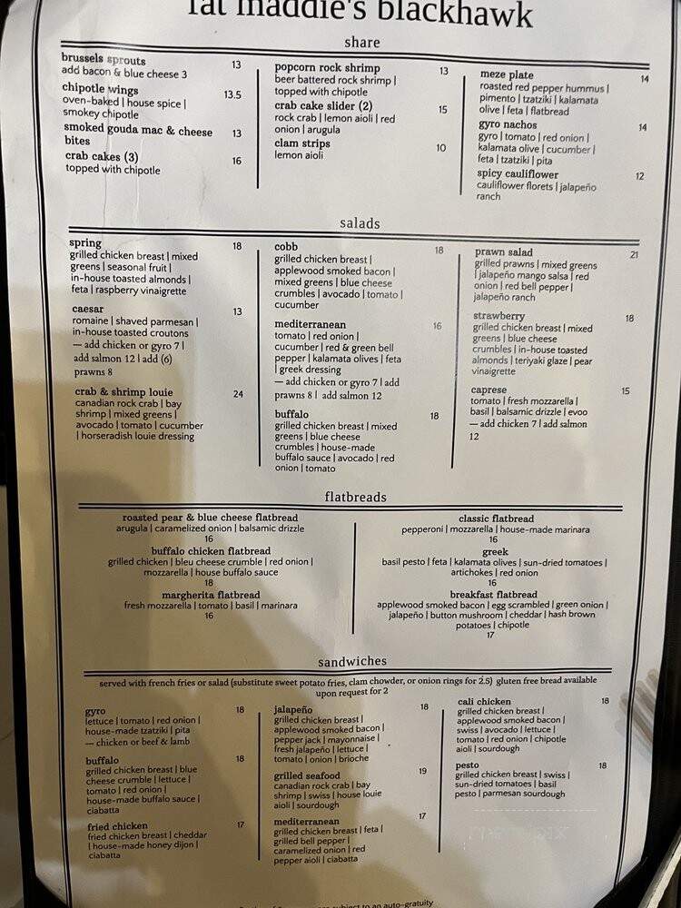 Fat Maddie's Blackhawk - Danville, CA menu_pic