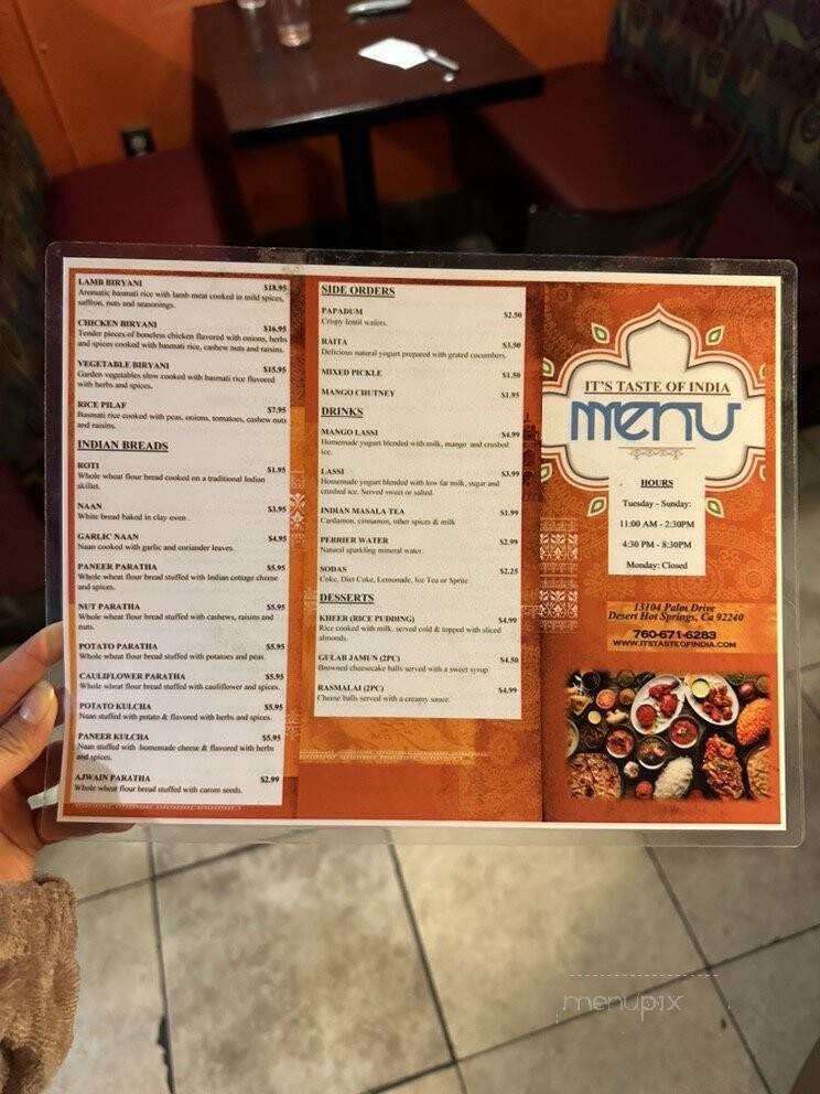 Its Taste Of India - Desert Hot Springs, CA menu_pic