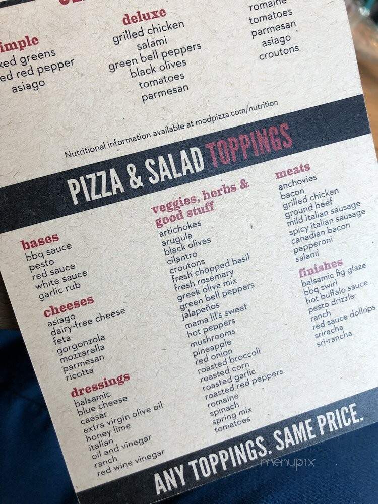 MOD Pizza - McKinney, TX menu_pic