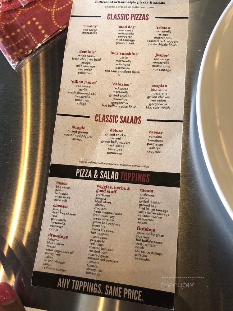 MOD Pizza - McKinney, TX menu_pic