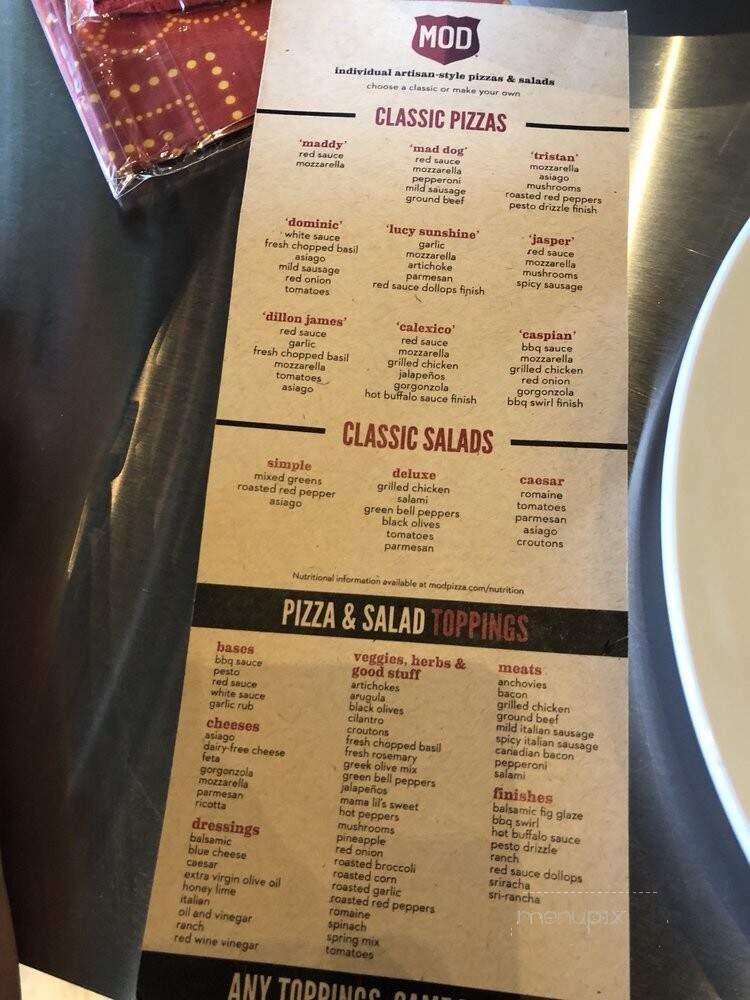 MOD Pizza - McKinney, TX menu_pic