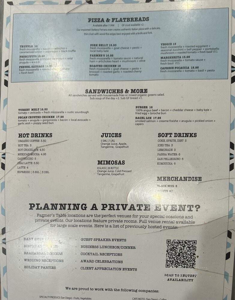 Farmer's Table - Chula Vista, CA menu_pic