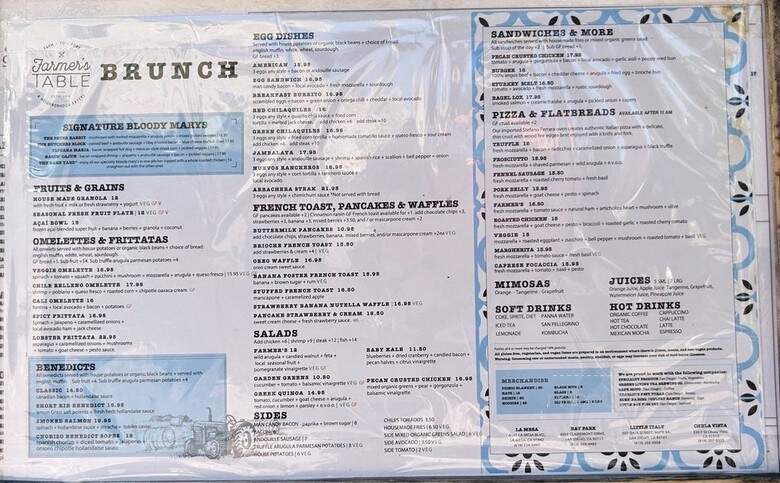 Farmer's Table - Chula Vista, CA menu_pic