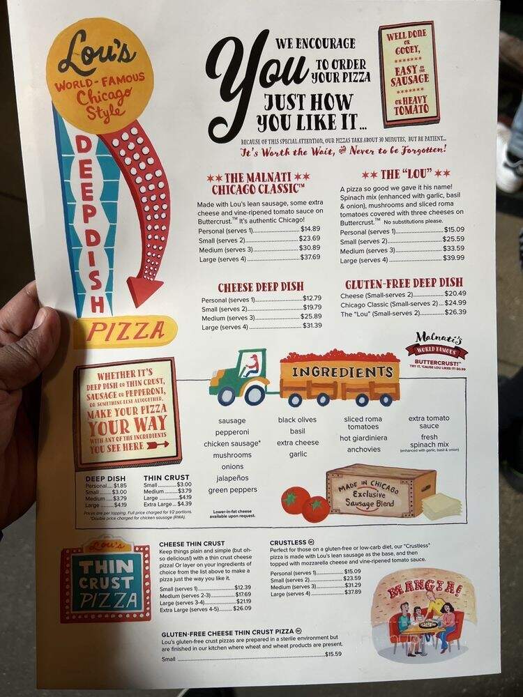 Lou Malnati's Pizzeria - Chicago, IL menu_pic