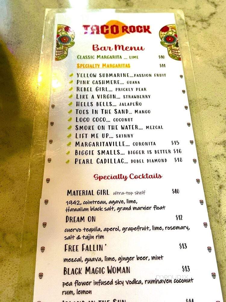 Taco Rock - Arlington, VA menu_pic