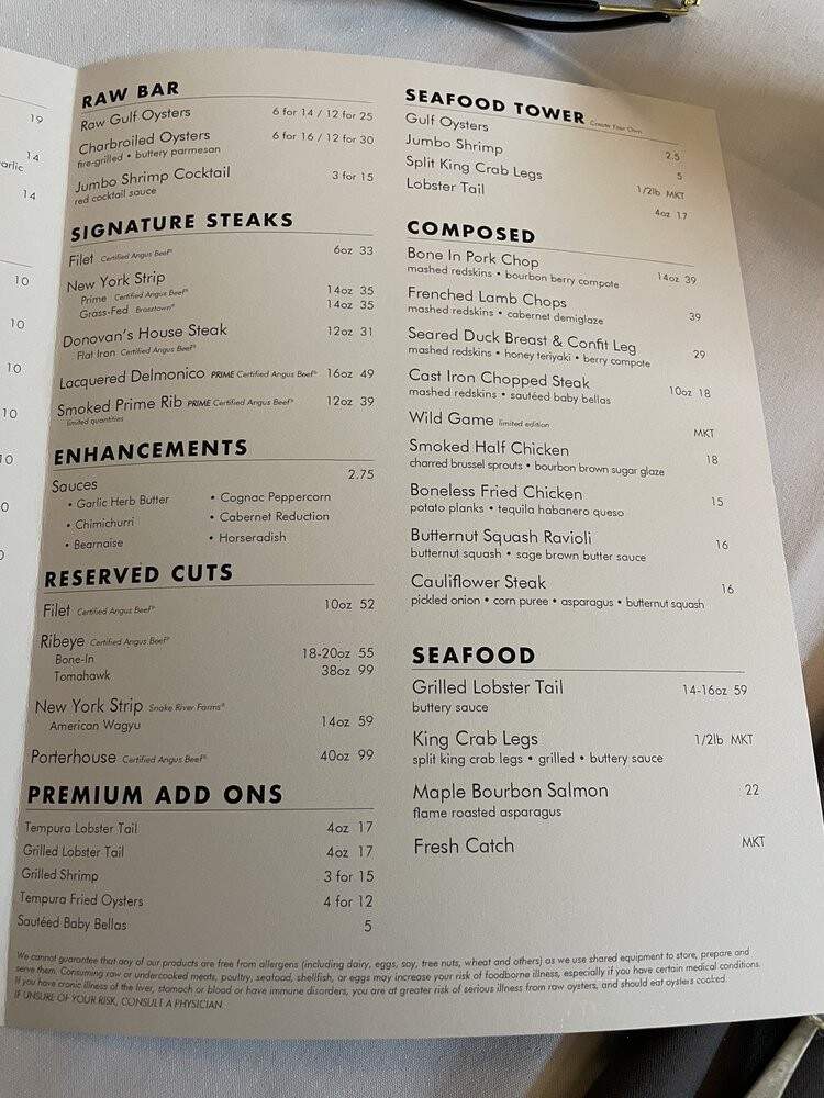 Donovan's Modern American Meatery - Riverview, FL menu_pic
