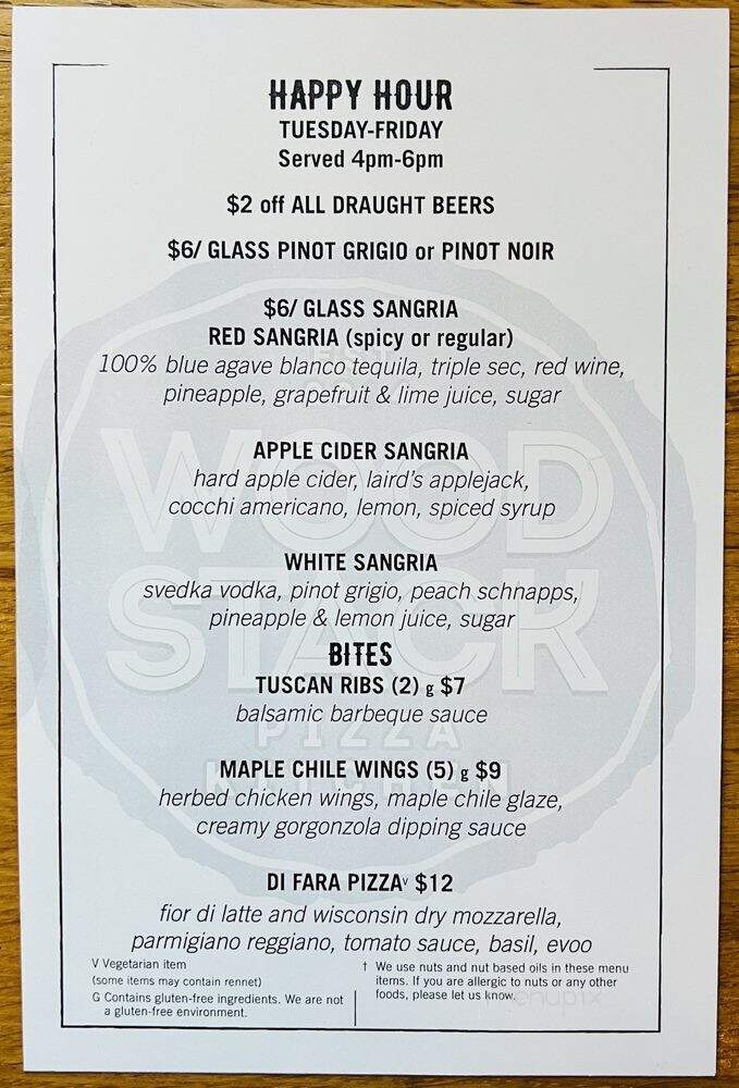 Wood Stack Pizza Kitchen - Metuchen, NJ menu_pic