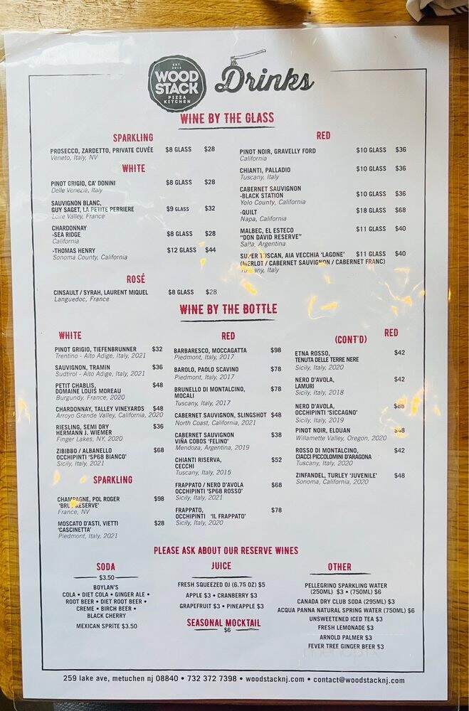 Wood Stack Pizza Kitchen - Metuchen, NJ menu_pic
