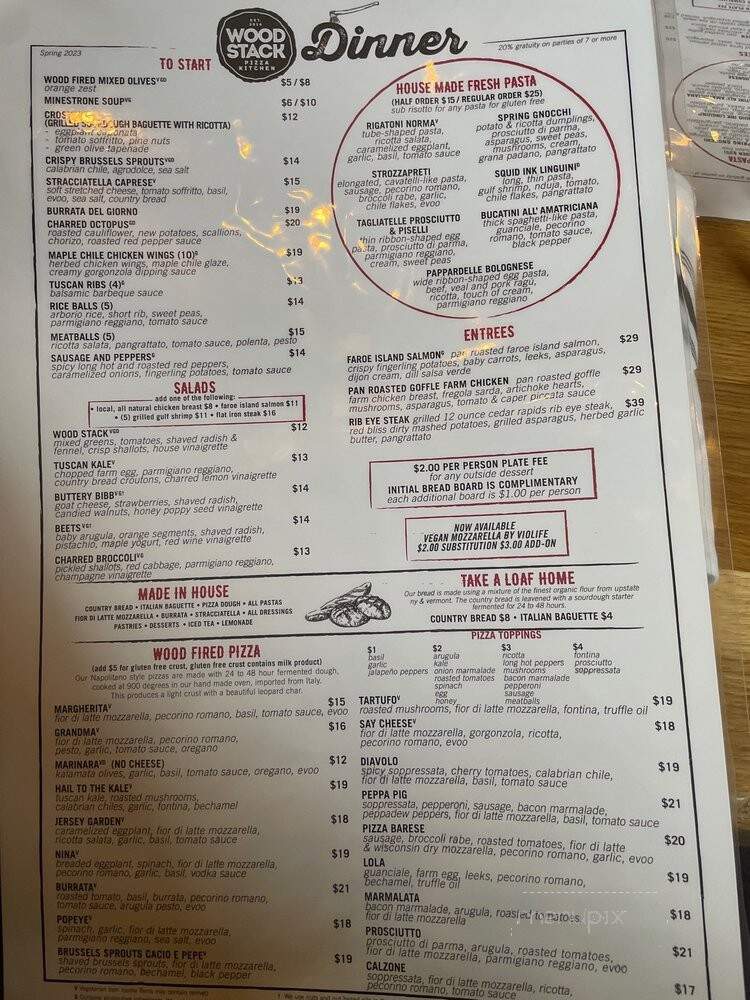 Wood Stack Pizza Kitchen - Metuchen, NJ menu_pic
