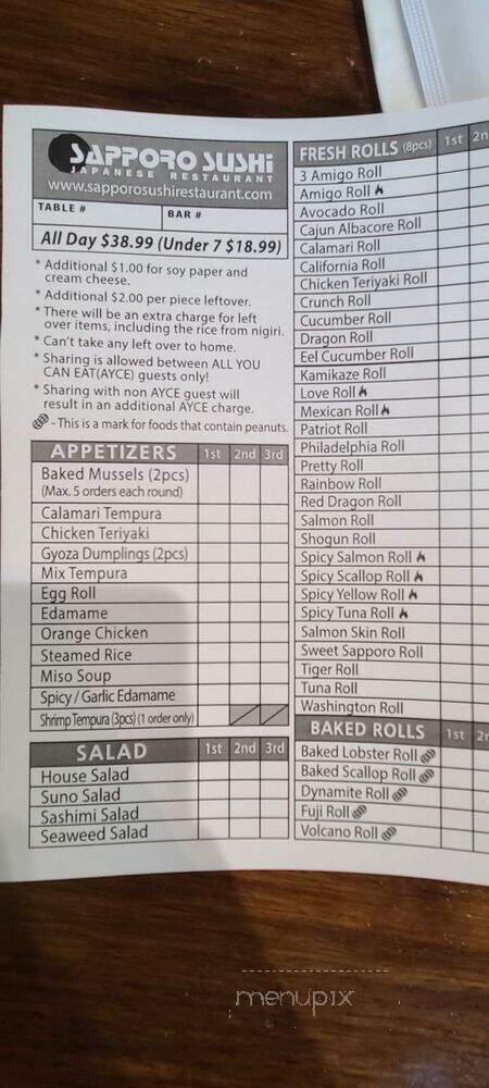 Sapporo Sushi - Menifee, CA menu_pic