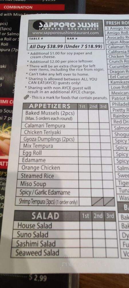 Sapporo Sushi - Menifee, CA menu_pic