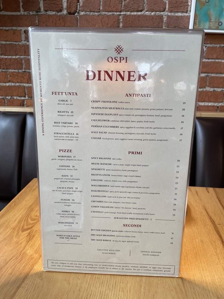 Ospi - Venice, CA menu_pic