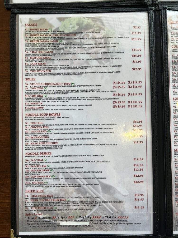 Sunny Thai - Arlington, TX menu_pic