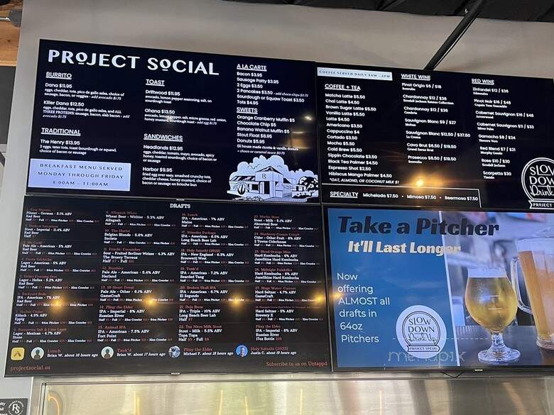 Project Social - Dana Point, CA menu_pic