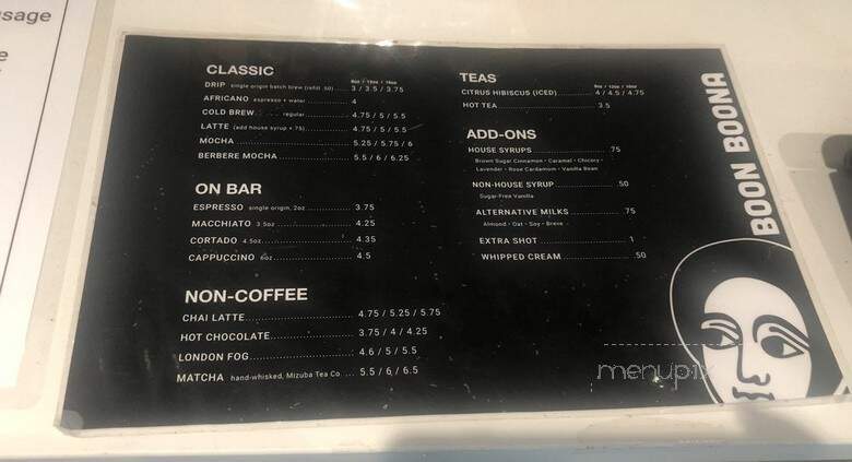 Boon Boona Coffee - Renton, WA menu_pic
