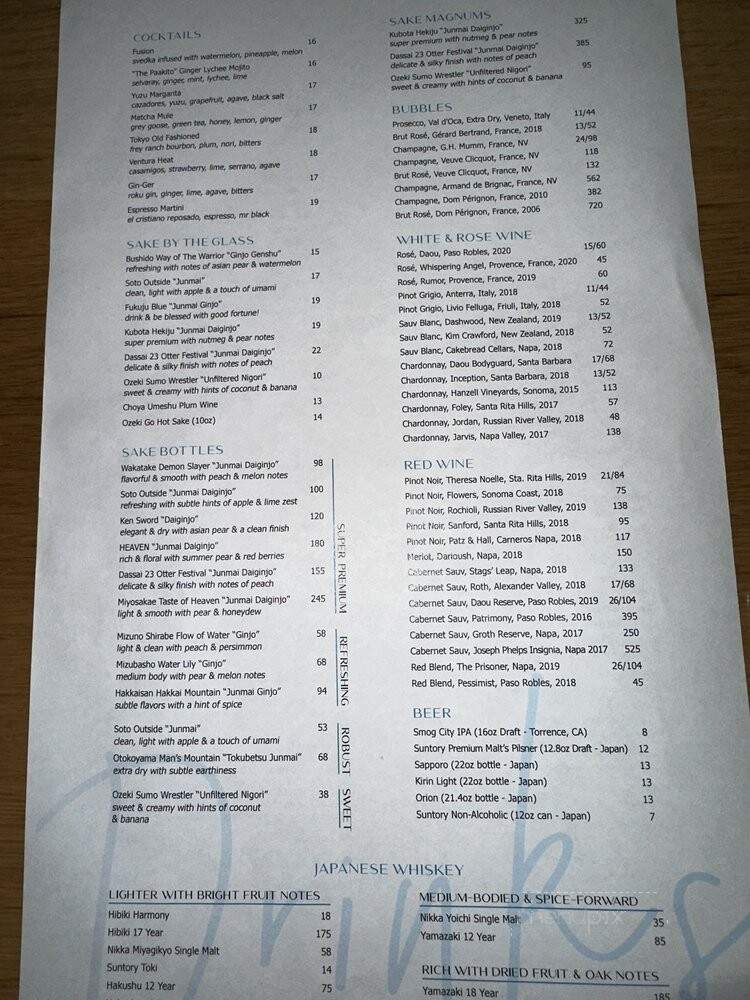 Taisho - Sherman Oaks, CA menu_pic
