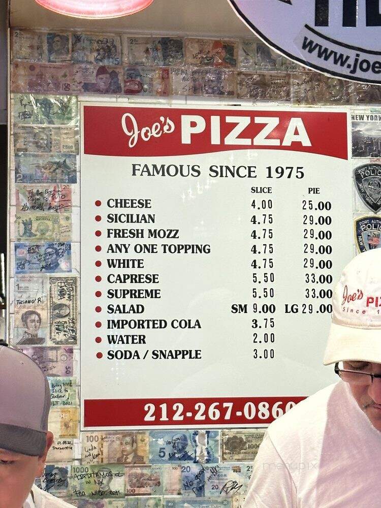 Joe's Pizza - New York, NY menu_pic