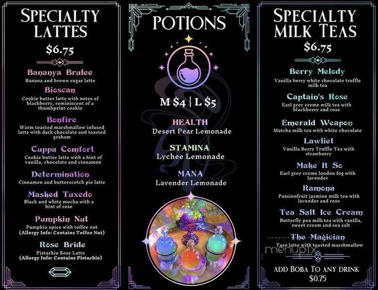 Requiem Coffee Tea and Fantasy - Anaheim, CA menu_pic