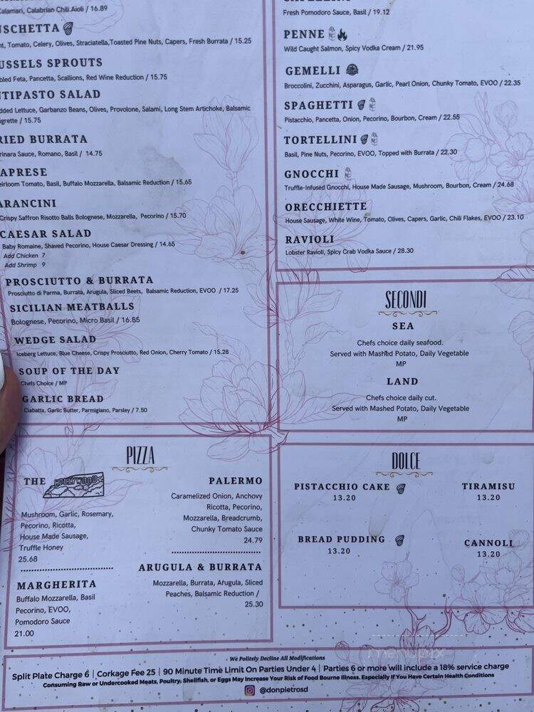 Trattoria Don Pietro - San Diego, CA menu_pic