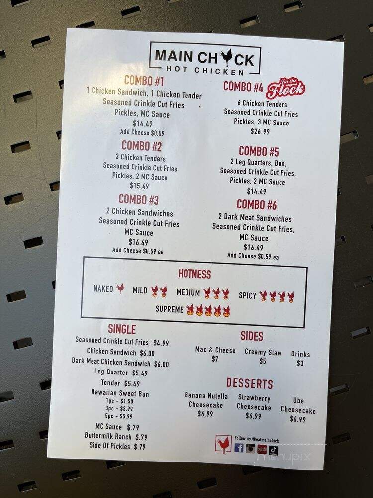Main Chick Hot Chicken - Pasadena, CA menu_pic