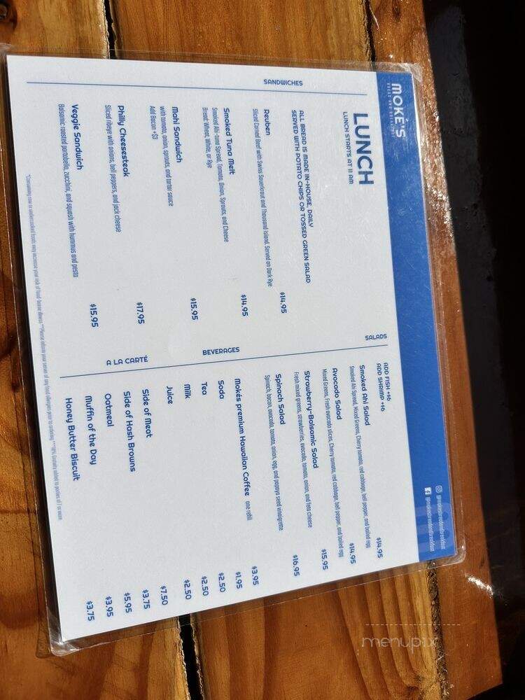 Moke's Bread and Breakfast - Honolulu, HI menu_pic