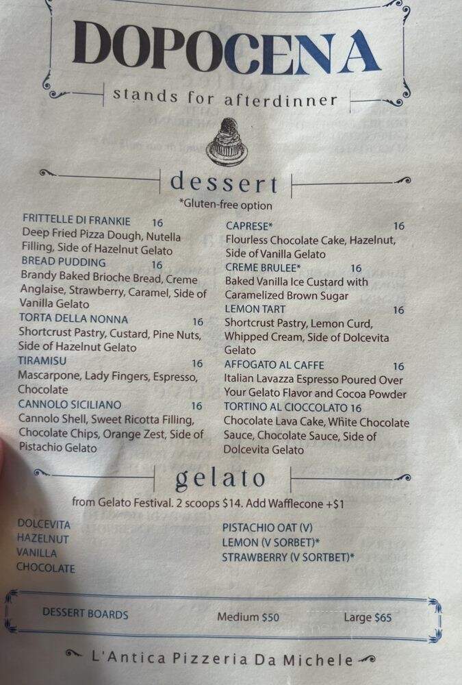 L'Antica Pizzeria Da Michele - Los Angeles, CA menu_pic