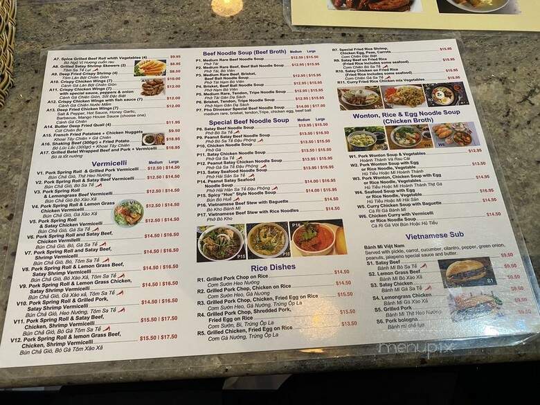 Pho Dinosaur - Drumheller, AB menu_pic