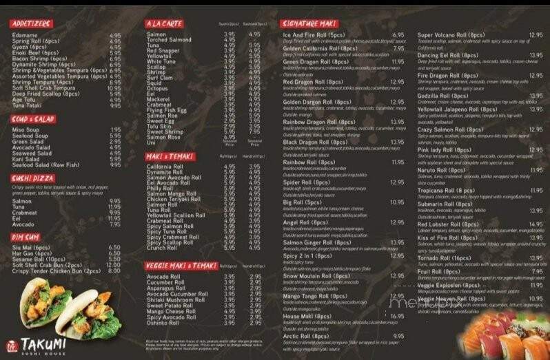 Takumi Sushi House - Richmond Hill, ON menu_pic