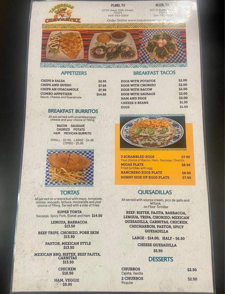 Taquerias Cervantez - Allen, TX menu_pic