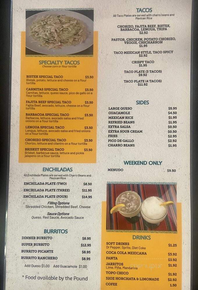 Taquerias Cervantez - Allen, TX menu_pic