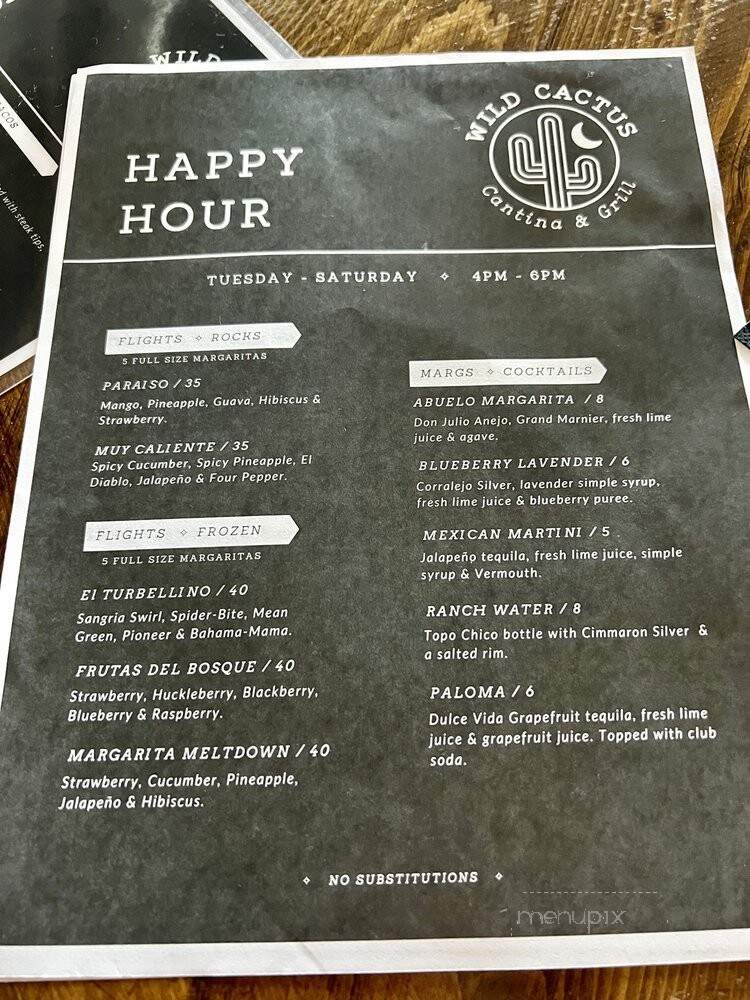 Wild Cactus Cantina & Grill - Denton, TX menu_pic
