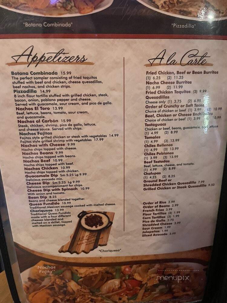 El Toro - Indianapolis, IN menu_pic