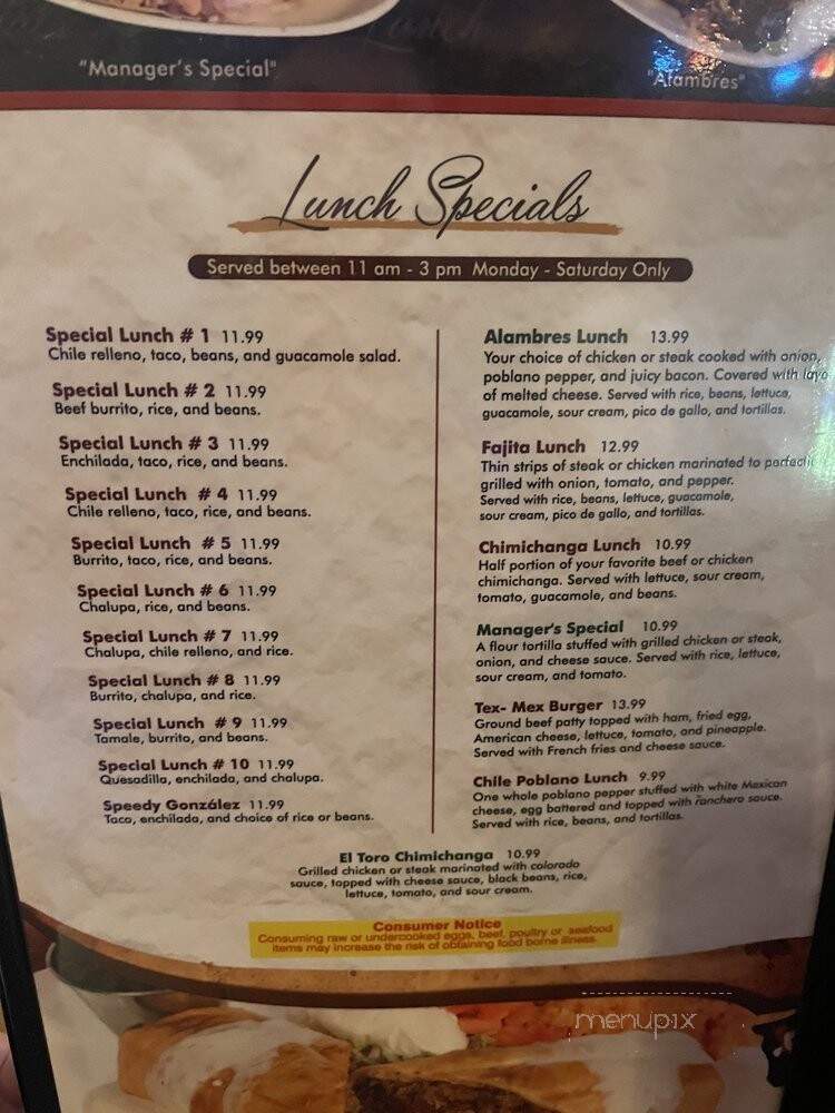 El Toro - Indianapolis, IN menu_pic
