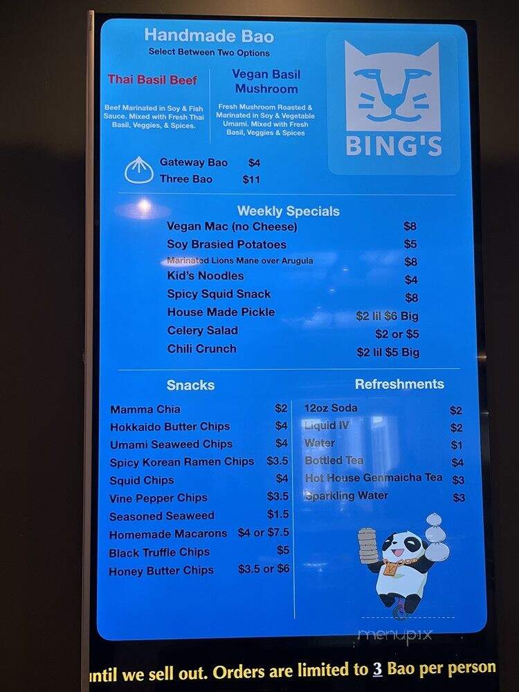 Bing's Bao Buns - San Luis Obispo, CA menu_pic