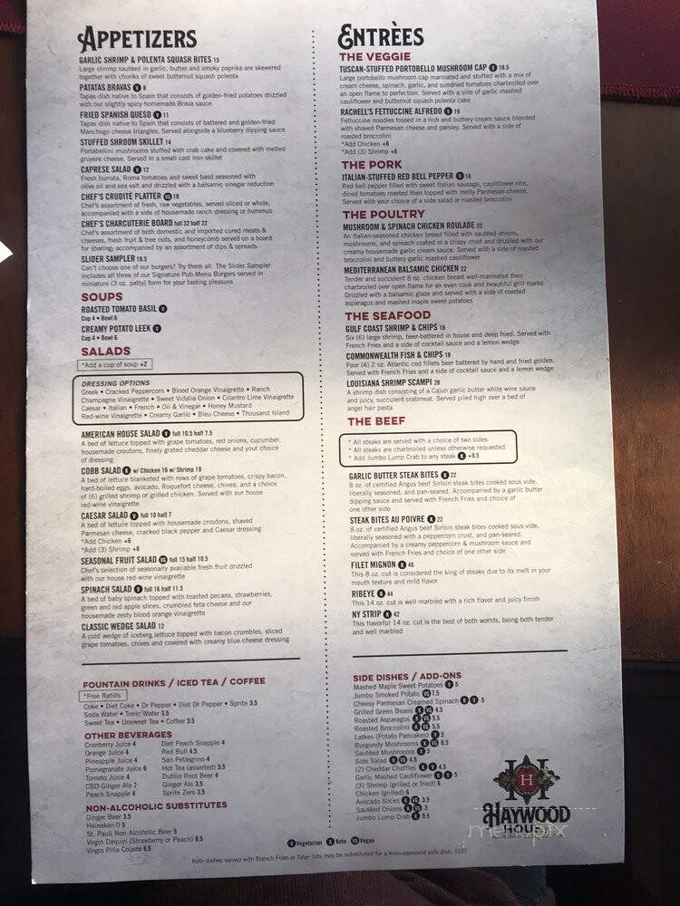 Haywood House - Jefferson, TX menu_pic