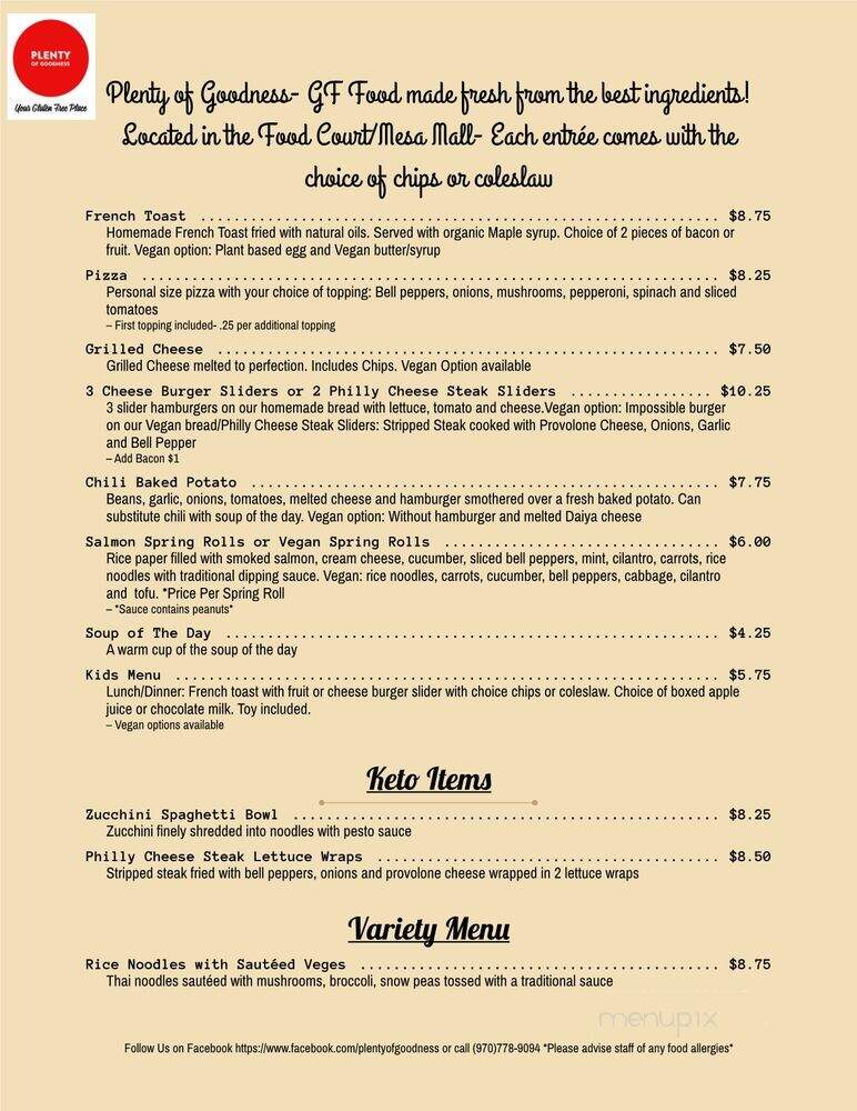 Plenty of Goodness - Grand Junction, CO menu_pic