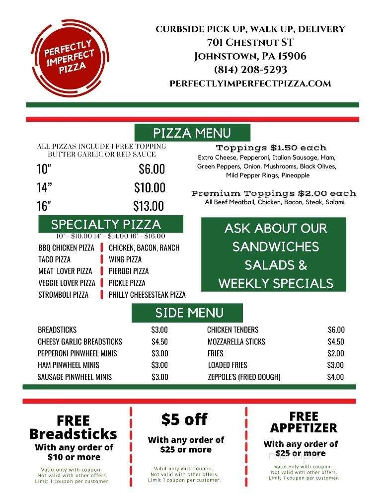 Perfectly Imperfect Pizza - Johnstown, PA menu_pic