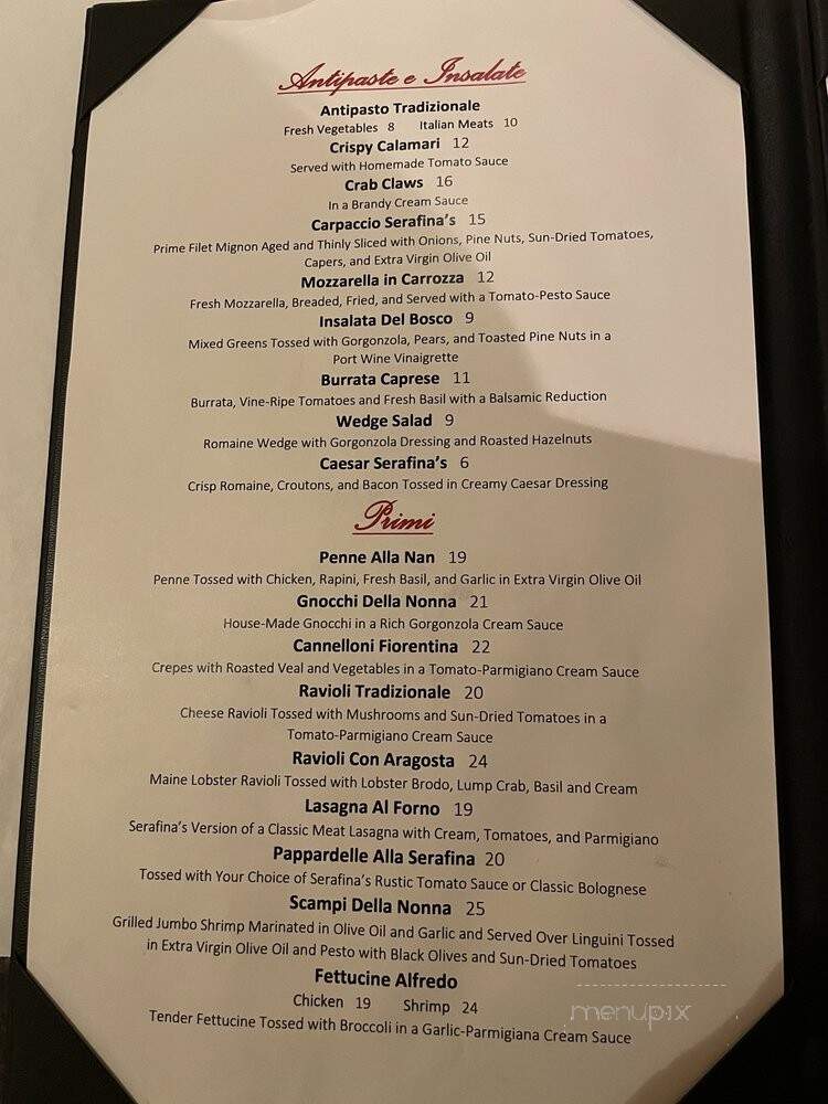 Serafina's Italiano - Addison, TX menu_pic