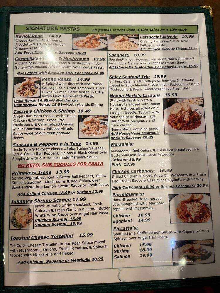 Renzo's Pasta & Italian Steakhouse - Springdale, AR menu_pic