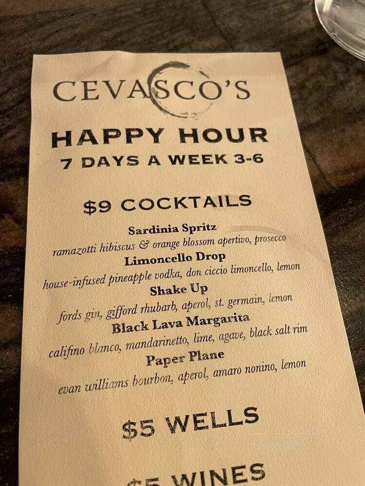 Cevasco's - Del Mar, CA menu_pic