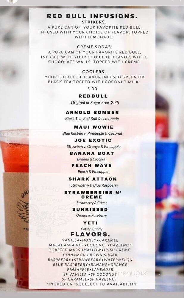 Drive Thru Joe Coffee - Honolulu, HI menu_pic