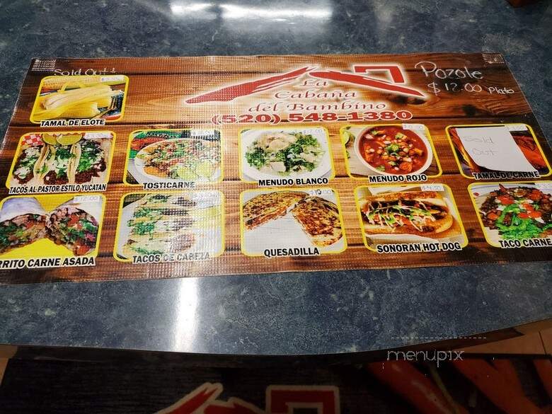 La Cabana Del Bambino - Tucson, AZ menu_pic