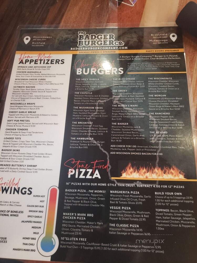 The Badger Burger - Oconomowoc, WI menu_pic