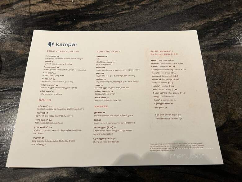 Kampai - Jackson, WY menu_pic