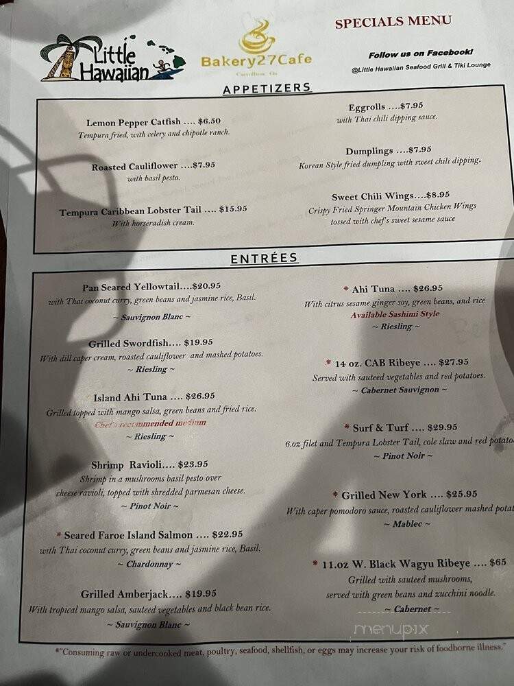 Little Hawaiian Seafood Grill & Tiki Bar - Carrollton, GA menu_pic