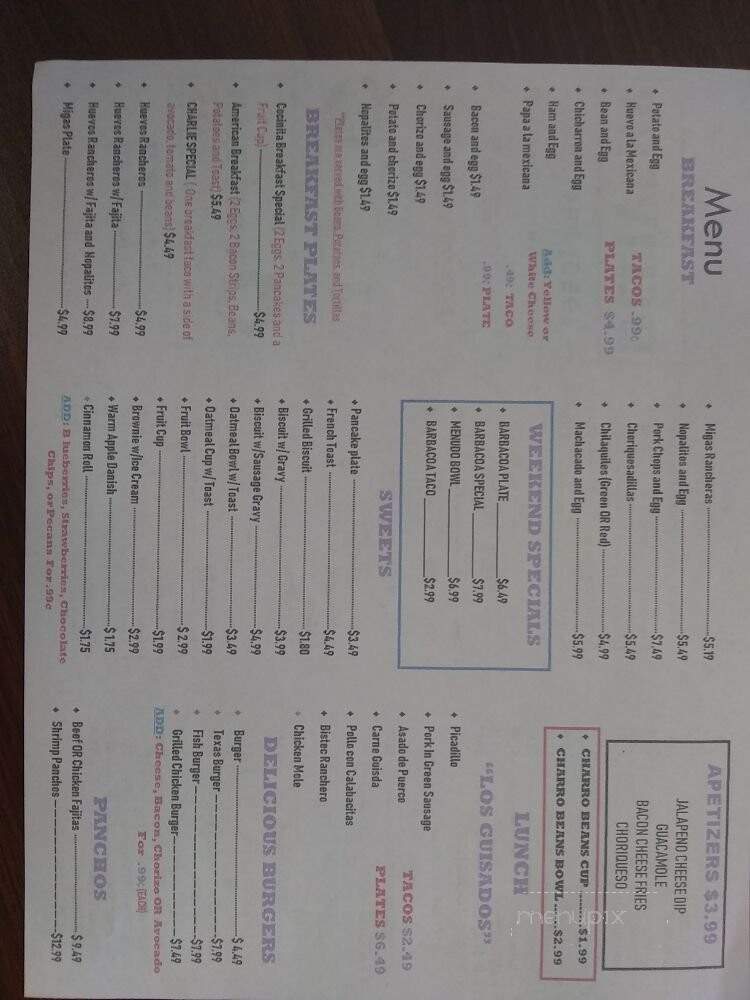 Cocinita Cafe - McAllen, TX menu_pic