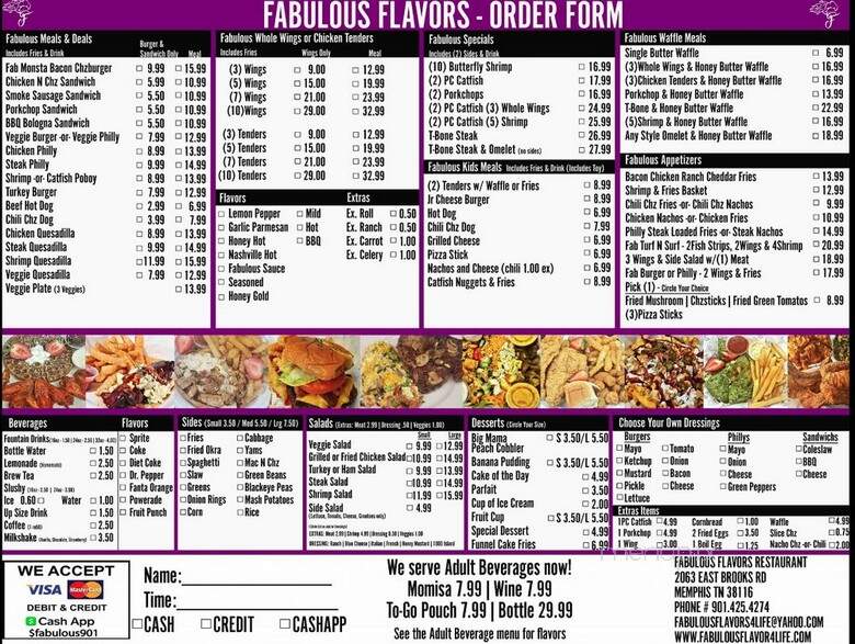 Fabulous Flavors & Friends - Memphis, TN menu_pic